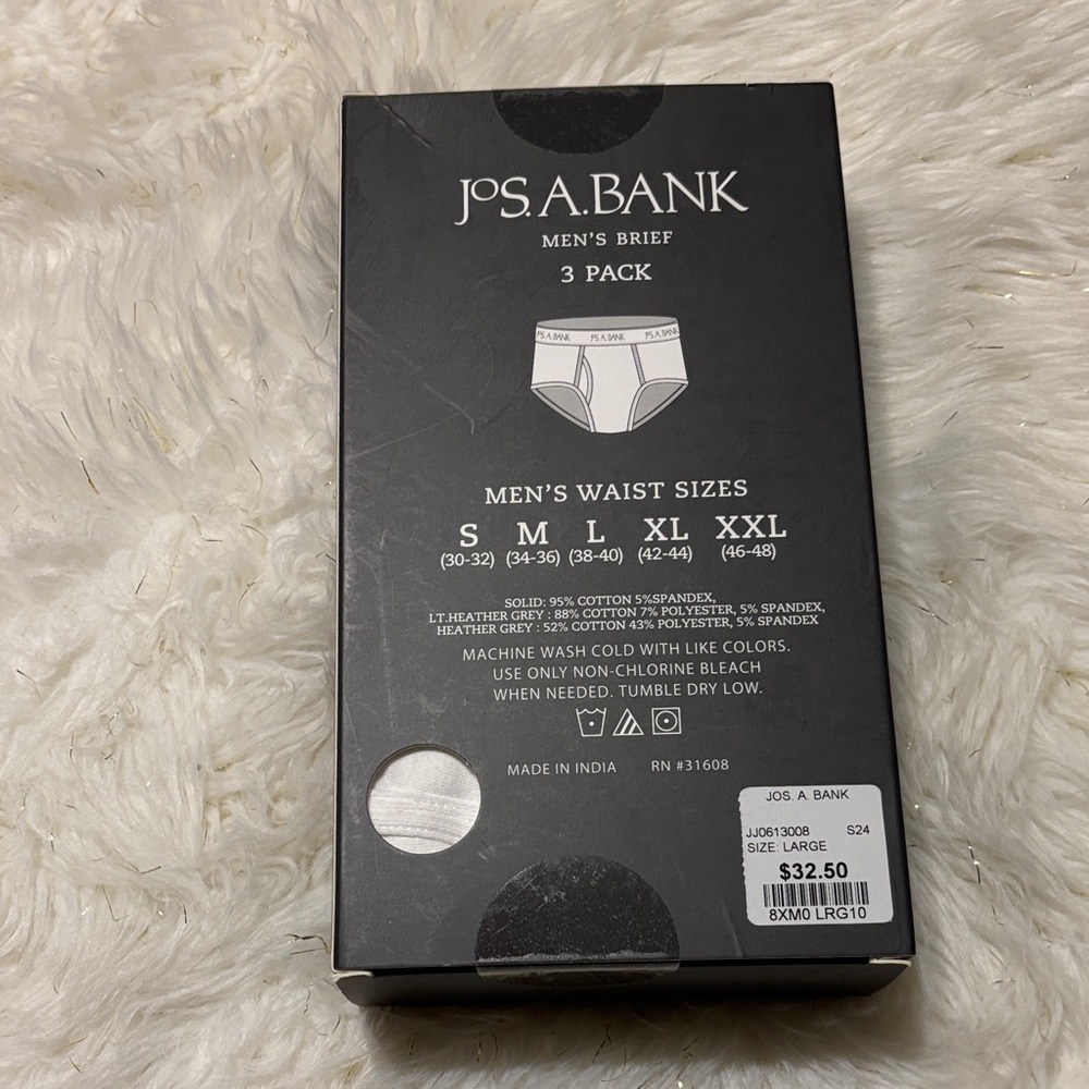 Jos. A. Bank Men's Briefs 3 Pack - Pure White - Picture 2 of 5
